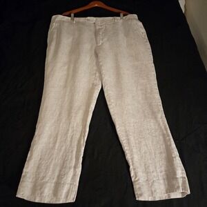 Joseph Abboud Dress Pants Mens 42x30 Beige Linen Flat Front Straight Leg Summer